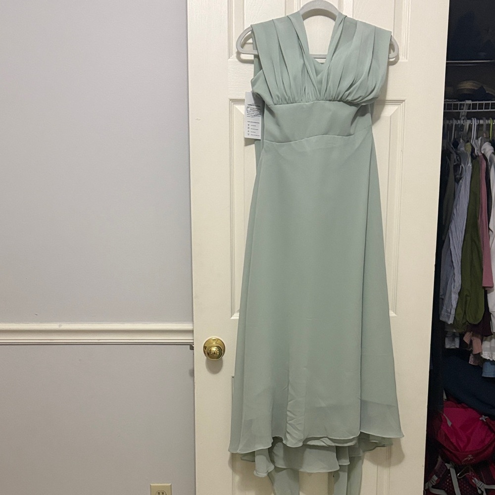 Elegant Mint Green Chiffon Dress